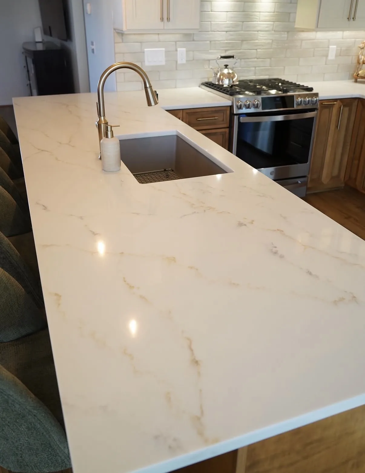 Kitchen island cabinetry and countertop details